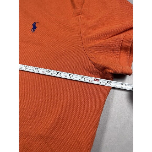 Polo Ralph Lauren XXL Orange Custom Slim Fit Polo Shirt Navy Logo 100% Cotton - Picture 8 of 10